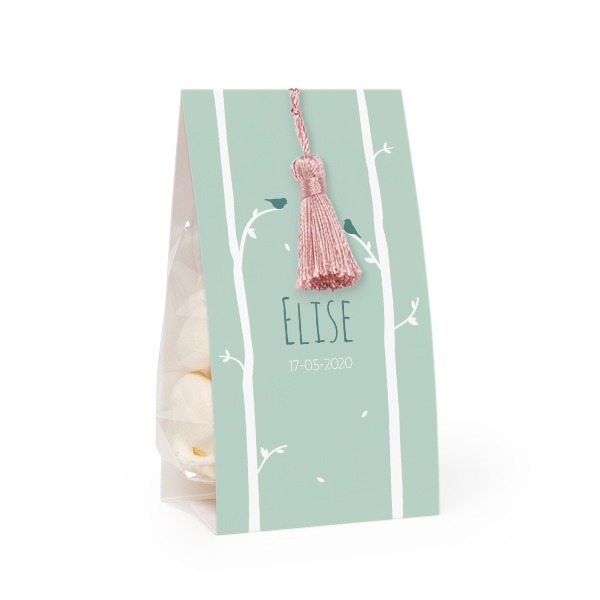 Godispåse med fotoomslag och magnoliafärgad tofs - 24 st