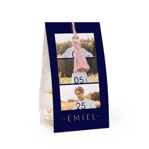 Candy bag with photo-wrapping and magnolia tassel - set of 24