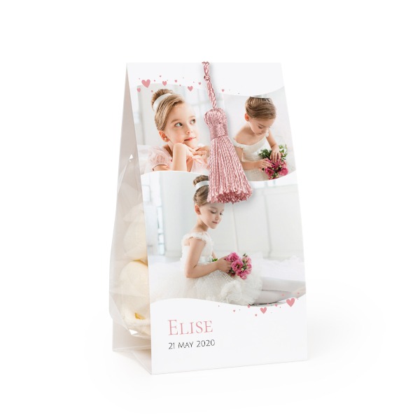 Candy bag with photo-wrapping and magnolia tassel - set of 24 Candy bag with photo-wrapping and magnolia tassel - set of 24