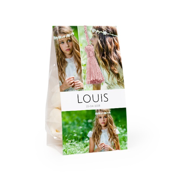Candy bag with photo-wrapping and magnolia tassel - set of 24