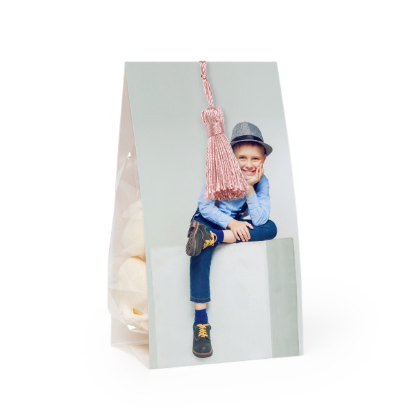 Candy bag with photo-wrapping and magnolia tassel - set of 24