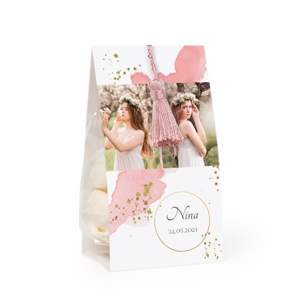 Ballotins à bonbon avec pampille magnolia - lot de 24