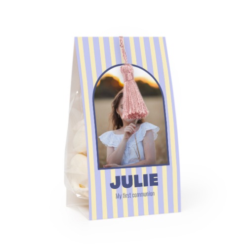 Candy bag with photo-wrapping and magnolia tassel - set of 24 Candy bag with photo-wrapping and magnolia tassel - set of 24