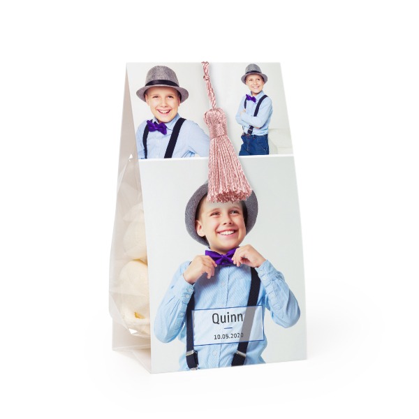 Candy bag with photo-wrapping and magnolia tassel - set of 24