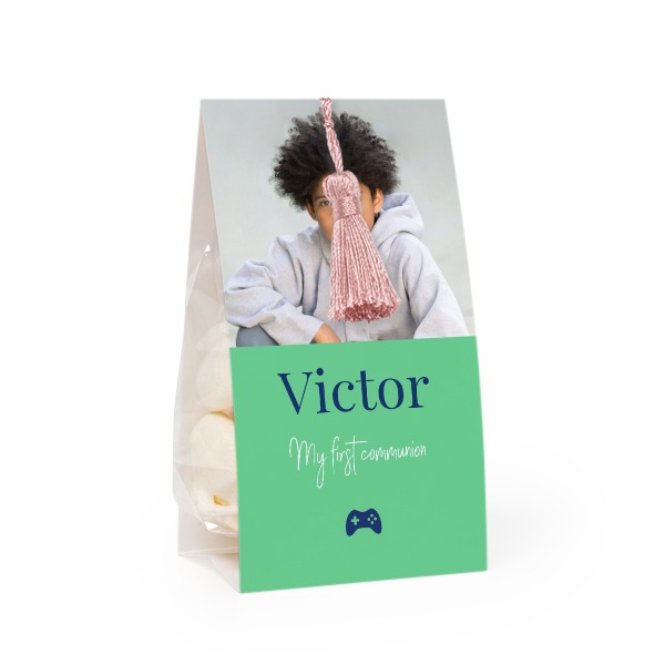 Godtepose med fotoomslag og magnoliafarget dusk - 24 stk