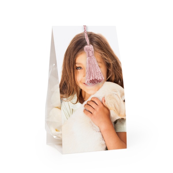 Candy bag with photo-wrapping and magnolia tassel - set of 24