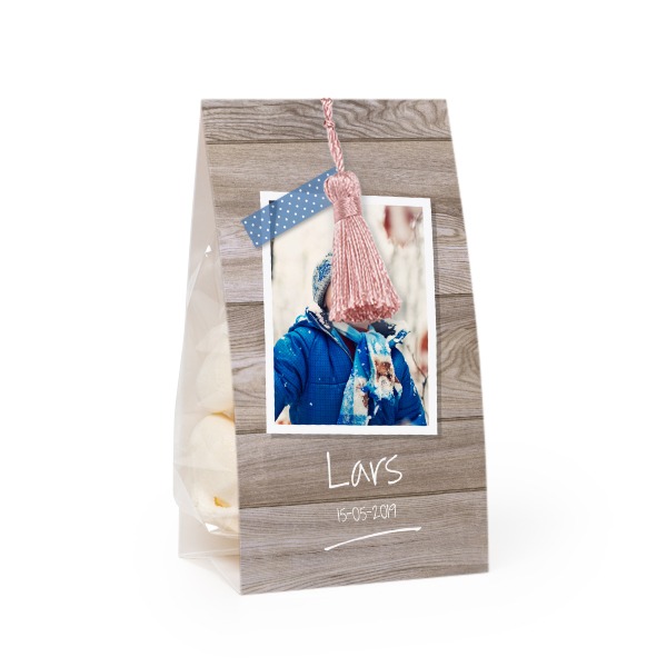 Slikpose med fotoomslag og magnoliafarvet kvast - 24 stk