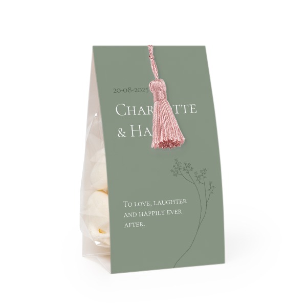 Candy bag with photo-wrapping and magnolia tassel - set of 24