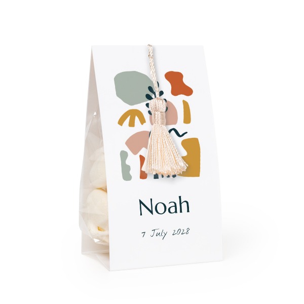 Candy bag with photo-wrapping and vanilla tassel - set of 12