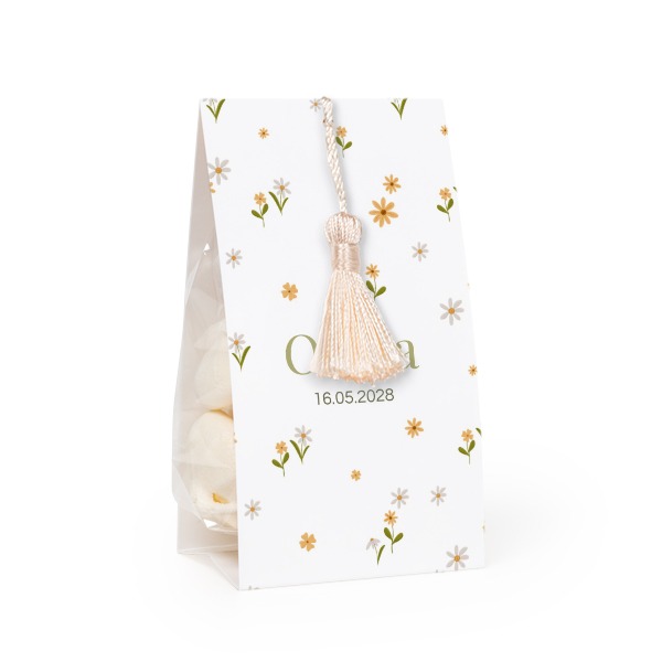 Candy bag with photo-wrapping and vanilla tassel - set of 12