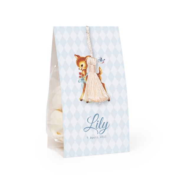 Godispåse med fotoomslag och vaniljfärgad tofs - 12 st