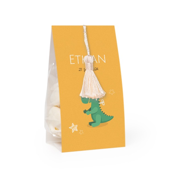 Godispåse med fotoomslag och vaniljfärgad tofs - 12 st