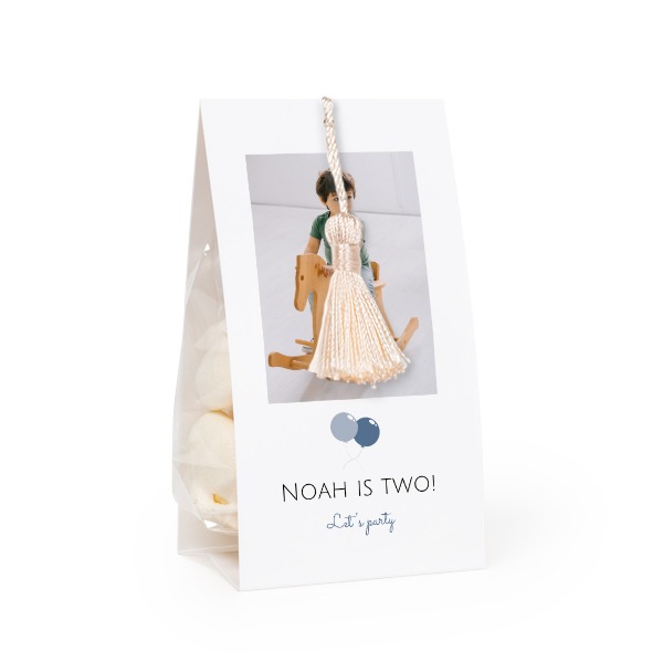 Candy bag with photo-wrapping and vanilla tassel - set of 12