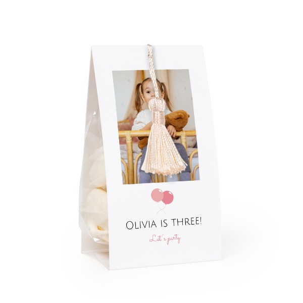 Candy bag with photo-wrapping and vanilla tassel - set of 12