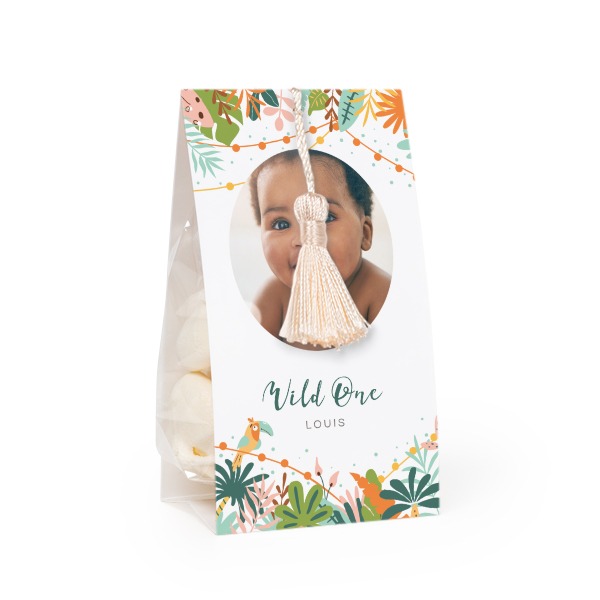 Ballotins à bonbons avec pompon vanille - lot de 12