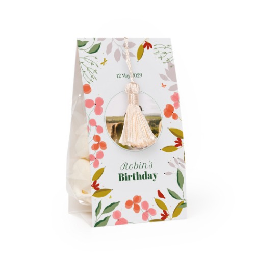 GodispÄse med fotoomslag och vaniljfÀrgad tofs - 12 st GodispÄse med fotoomslag och vaniljfÀrgad tofs - 12 st