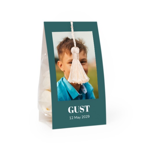 Candy bag with photo-wrapping and vanilla tassel - set of 12
