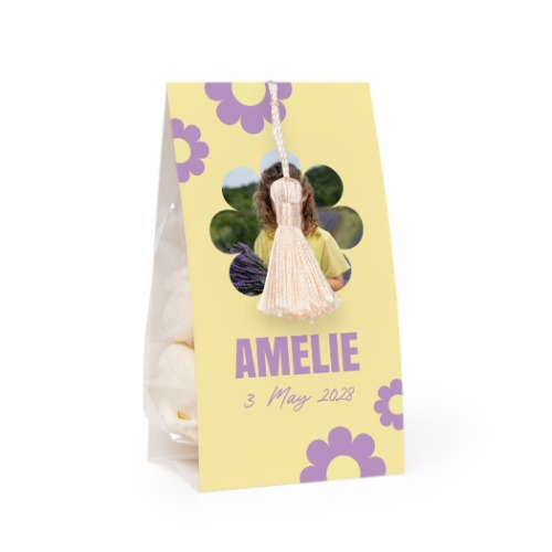 Candy bag with photo-wrapping and vanilla tassel - set of 12