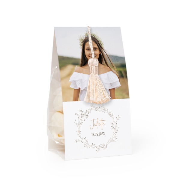 Set Geschenktüten mit vanillefarbener Quaste - 12 Stk.