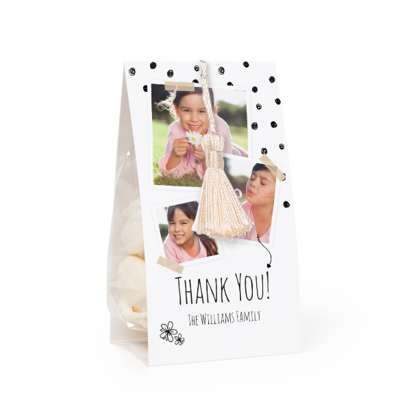 Candy bag with photo-wrapping and vanilla tassel - set of 12