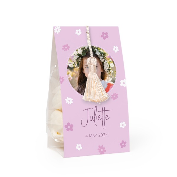 Candy bag with photo-wrapping and vanilla tassel - set of 12