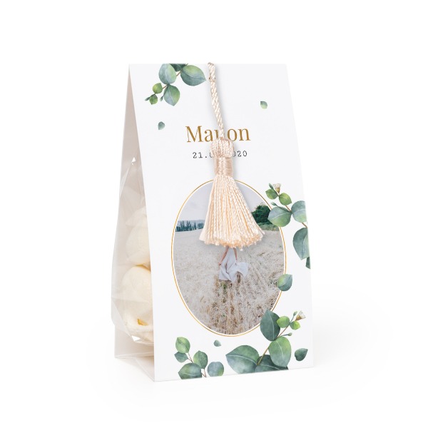 Ballotins à bonbons avec pompon vanille - lot de 12
