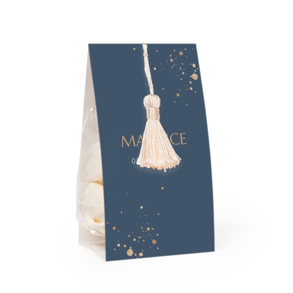 Candy bag with photo-wrapping and vanilla tassel - set of 12
