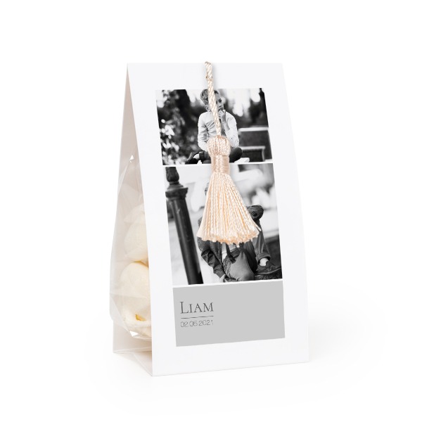 Ballotins à bonbons avec pompon vanille - lot de 12