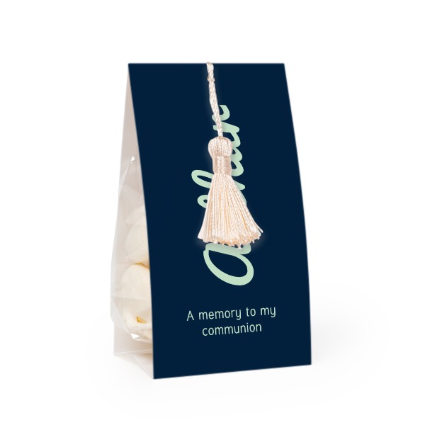 Slikpose med fotoomslag og vaniljefarvet kvast - 12 stk Slikpose med fotoomslag og vaniljefarvet kvast - 12 stk