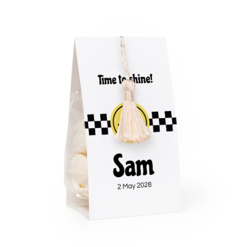 Snoepzakje met fotoverpakking en vanille kwastje - Set van 12