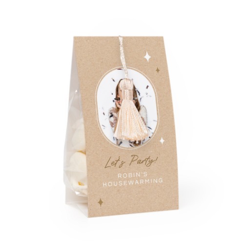 Snoepzakje met fotoverpakking en vanille kwastje - Set van 12