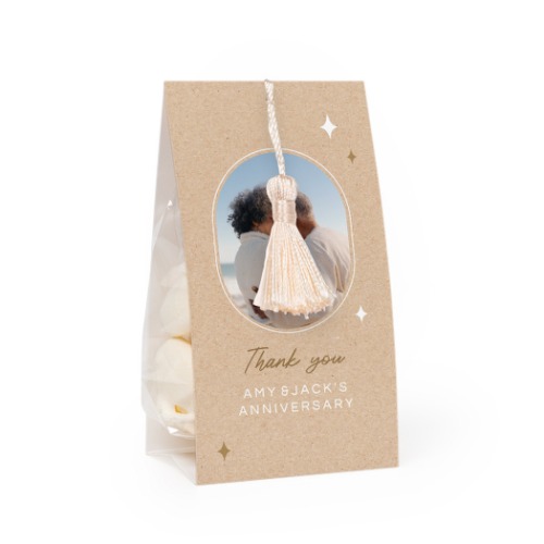 Godtepose med fotoomslag og vaniljefarget dusk - 12 stk