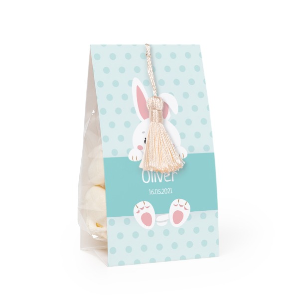 Godispåse med fotoomslag och vaniljfärgad tofs - 24 st