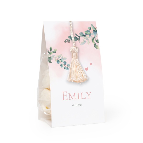 Candy bag with photo-wrapping and vanilla tassel - set of 24