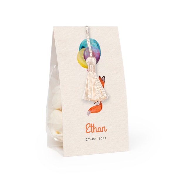 Godispåse med fotoomslag och vaniljfärgad tofs - 24 st