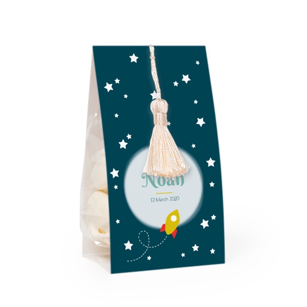 Candy bag with photo-wrapping and vanilla tassel - set of 24