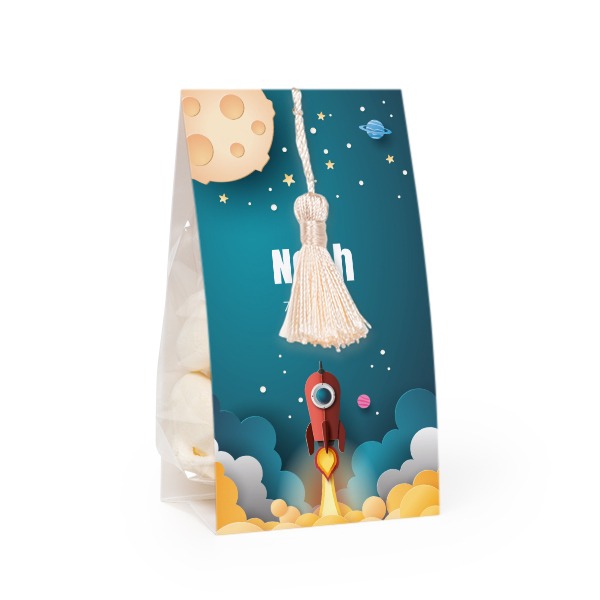 Candy bag with photo-wrapping and vanilla tassel - set of 24