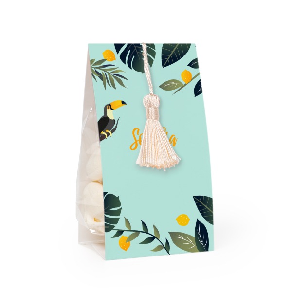 Godispåse med fotoomslag och vaniljfärgad tofs - 24 st