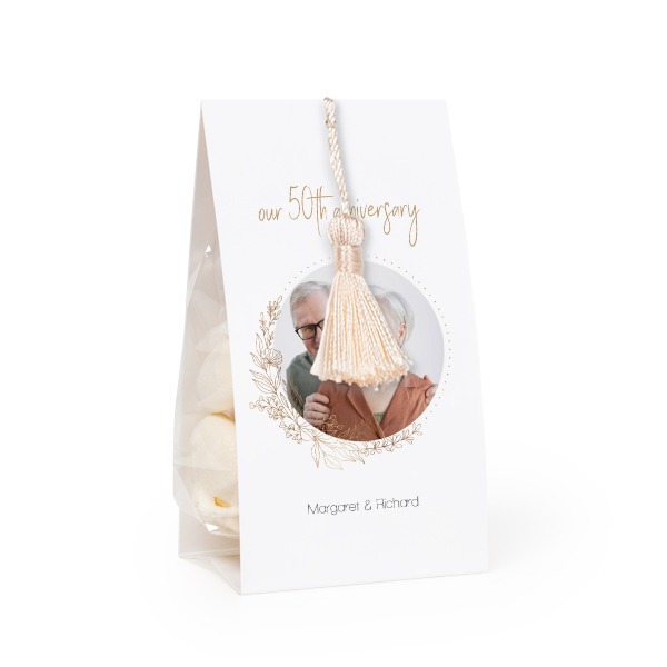 Candy bag with photo-wrapping and vanilla tassel - set of 24