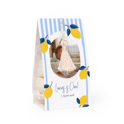 Candy bag with photo-wrapping and vanilla tassel - set of 24 Candy bag with photo-wrapping and vanilla tassel - set of 24