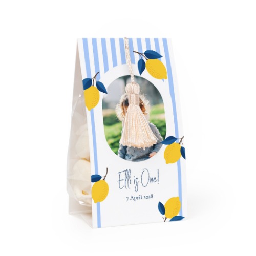 Candy bag with photo-wrapping and vanilla tassel - set of 24
