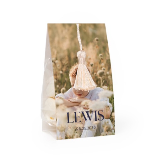 Candy bag with photo-wrapping and vanilla tassel - set of 24 Candy bag with photo-wrapping and vanilla tassel - set of 24