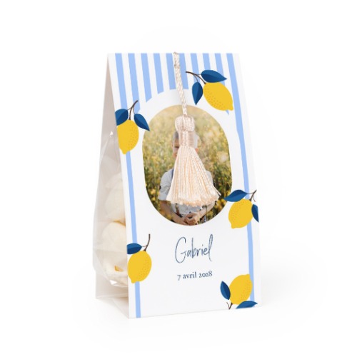 Ballotins à bonbons avec pompon vanille - lot de 24