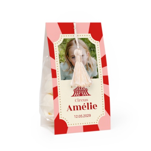 Candy bag with photo-wrapping and vanilla tassel - set of 24