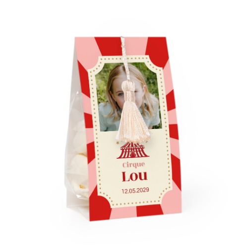 Ballotins à bonbons avec pompon vanille - lot de 24