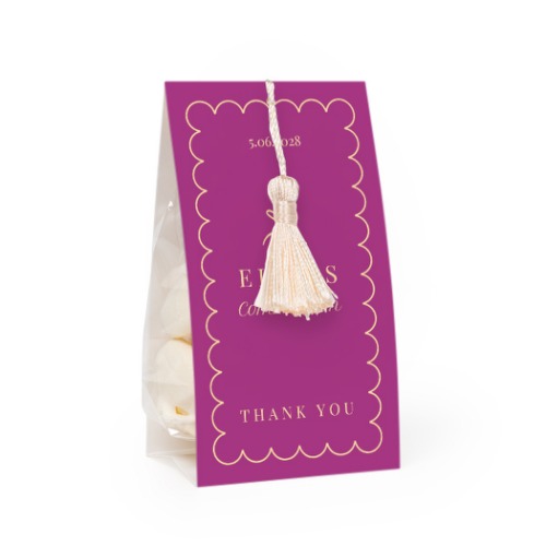 Candy bag with photo-wrapping and vanilla tassel - set of 24