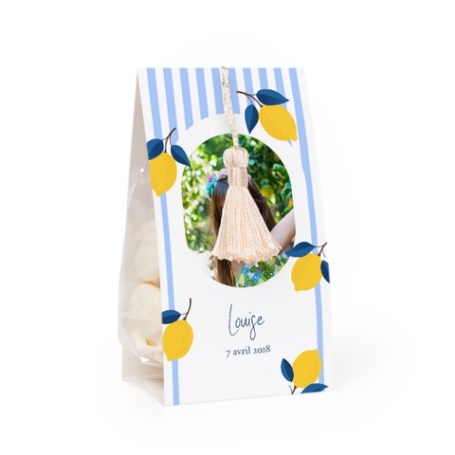 Ballotins à bonbons avec pompon vanille - lot de 24