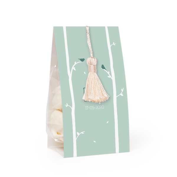 Godispåse med fotoomslag och vaniljfärgad tofs - 24 st