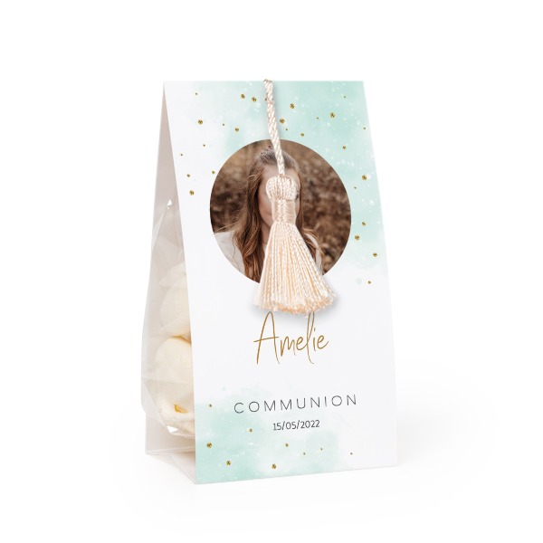 Candy bag with photo-wrapping and vanilla tassel - set of 24