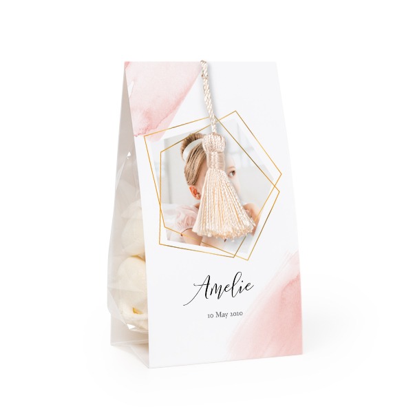 Ballotins à bonbons avec pompon vanille - lot de 24